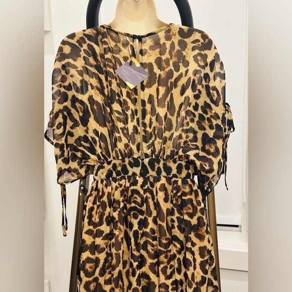 - NWT The King Kouture Leopard Printed Kimono Sleeve Maxi Dress - Picture 3 of 12